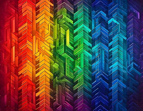 Abstract rainbow arrow pattern