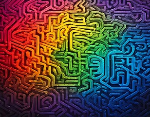 Abstract rainbow circuit maze