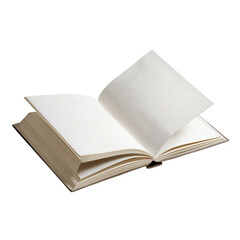 Open book, blank pages, light beige cover