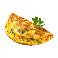 Cheese and Herb Omelette Isolated on White Background