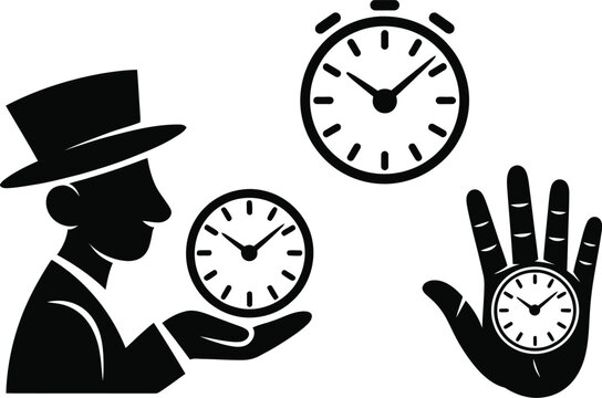 Man and clocks illustrating time management, deadlines, and efficiency for business goals