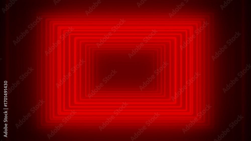 Poster endless red square tunnel abstract background with glowing neon effect image photo