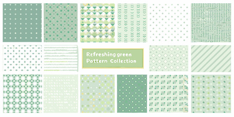Collection of refreshing green abstract geometric and organic patterns in various styles