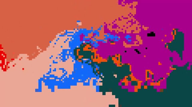 Pixel background. Colourful abstract fluid animation background.