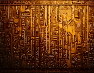 Ancient Egyptian hieroglyphs on a golden background