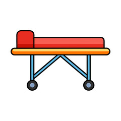 Simple flat design illustration of a medical stretcher with wheels
