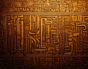 Ancient golden hieroglyphic wall