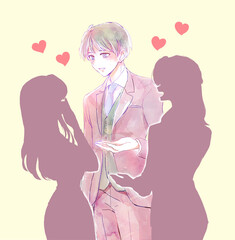 モテている男性　社内　影絵