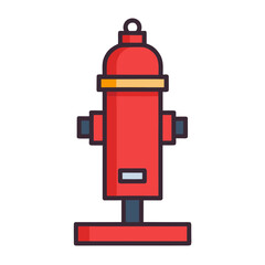Simple red fire hydrant icon with dark outline on transparent background