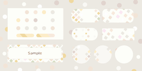 Collection of soft pastel graphic design elements with dots and diamond patterns for digital use