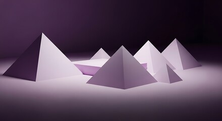 Minimalistic pyramid formation against a dark backdrop composition