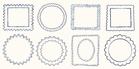 Collection of hand drawn decorative frames and borders in various shapes and styles