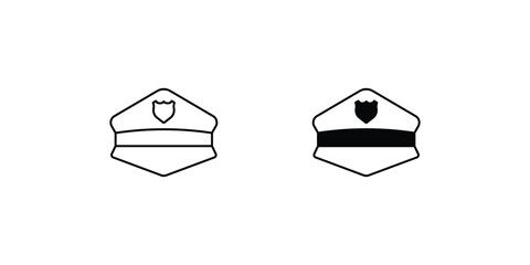 Police Hat icon with white background vector stock illustration