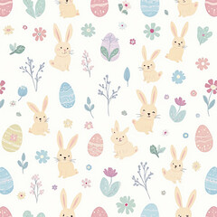 Fototapeta premium Easter background, bunny flower background, egg background, Easter background, flower background, nature background, white background Generative AI