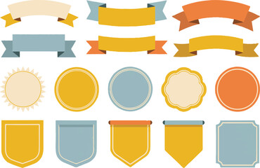 flat ribbon banners badges frames vector design elements for logo labels decorative premium set composition arts