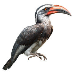 Obraz premium African Grey Hornbill realistic detailed bird isolated on transparent background