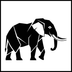 Fototapeta premium Bold Geometric Elephant Illustration Striking Black and White Design with Strong Lines and Modern Feel
