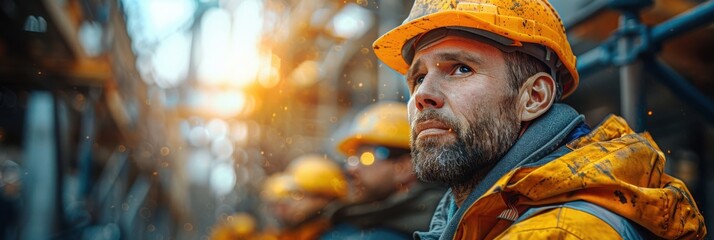 Elderly man in helmet with beard smiling like a retired cowboy farmer