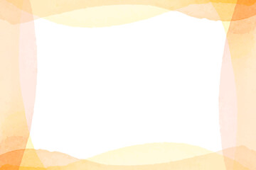 やさしいオレンジ色の水彩風抽象的なフレーム背景デザイン素材