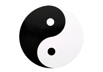 3D Render of a Yin Yang Symbol on a Gray Background