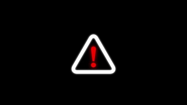 warning attention white color animation icon signal alert risk safety danger road warning sign sign symbol animated on background.