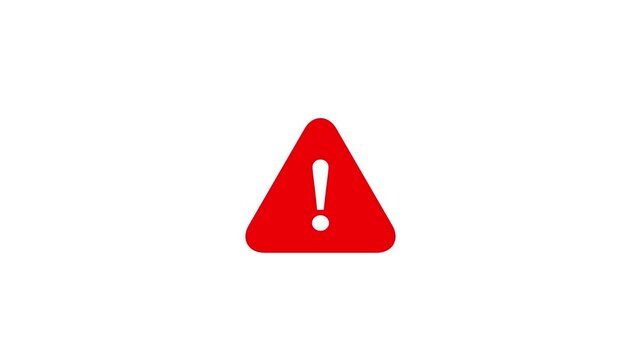 Exclamation with triangle icon animation on a white background.