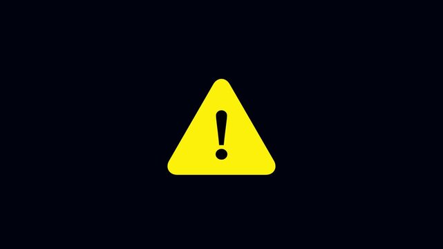 warning attention white color animation icon signal alert risk safety danger road warning sign sign symbol animated on background.