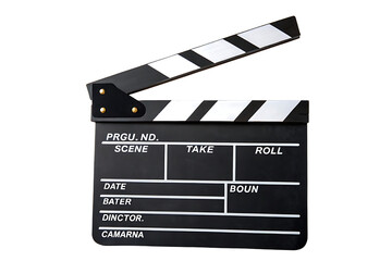 Obraz premium Movie Clapboard Black, isolated on transparent background