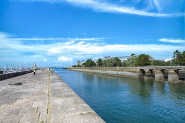 Obraz premium Cherbourg-en-Cotentin, the harbor, ships and fisher boats 