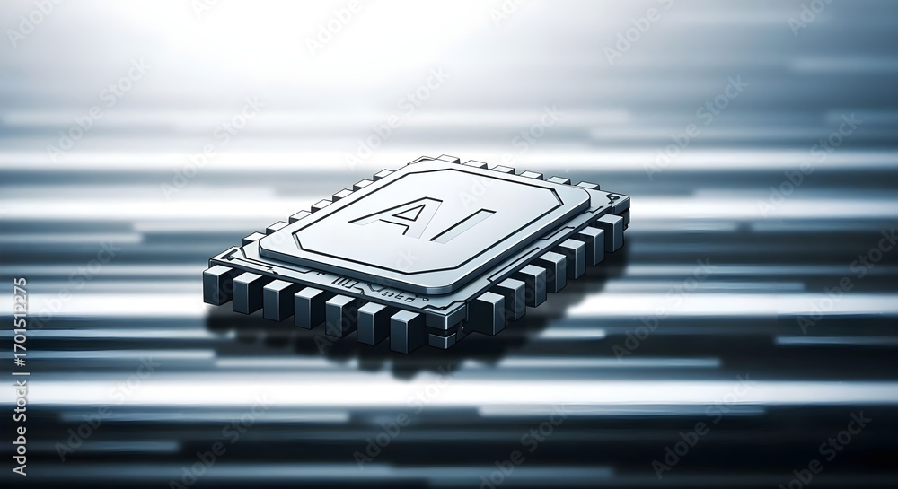 Aufkleber ai cpu on a white background. 3d rendering