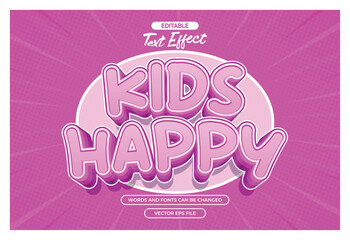 Kids play editable text effect with pink cartoon text style