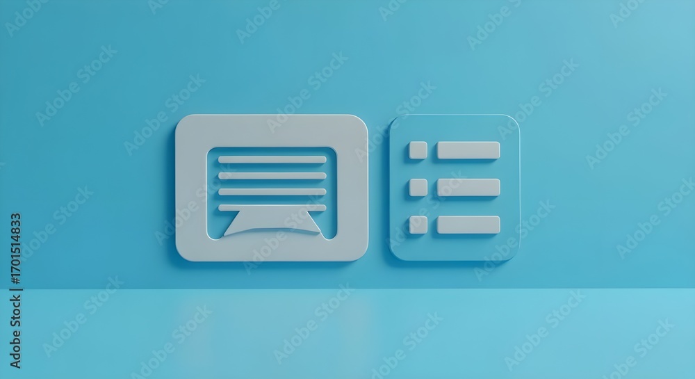 Poster chat icon on blue background. communication concept. 3d rendering
