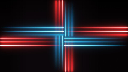 Colorful glowing neon lines movement isolated on black background