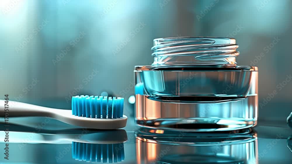 Poster a glass jar sits on a table with a simple and elegant design