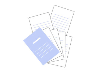 レポート用紙,便箋などのセット。ビジネスや学習をイメージしたイラストです。