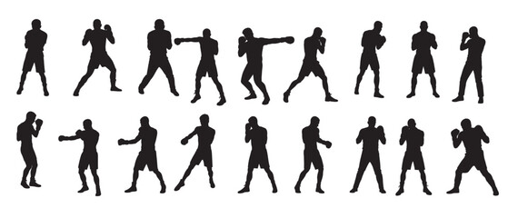 boxers silhouette white background vector