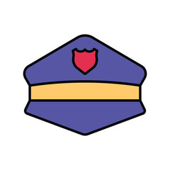 Police Hat icon with white background vector stock illustration