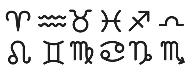 flat set of twelve horoscope icons