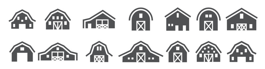 barn silhouette logo set vector illustration © Gura