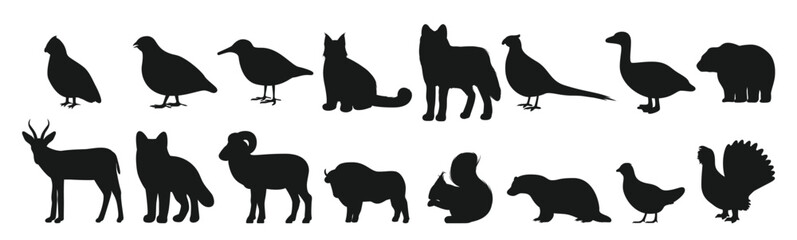 bear duck buffalo wolf panther fox silhouette