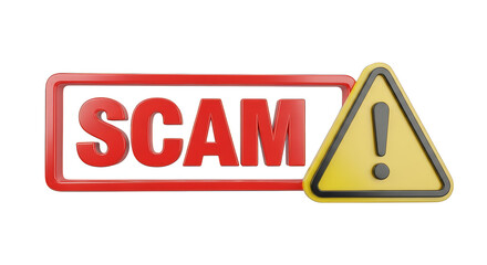 Bold Scam warning sign with exclamation point