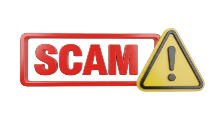 Bold Scam warning sign with exclamation point