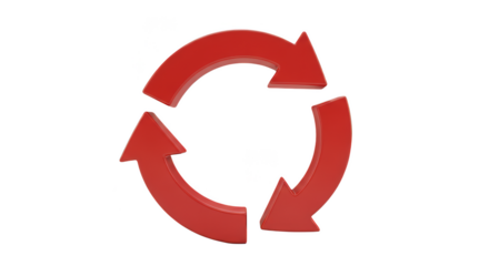 Circular red arrows against a black background