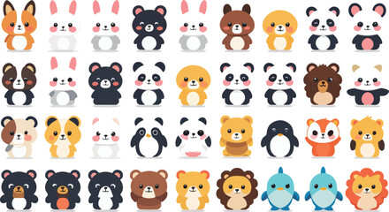 set of funny cartoon animals