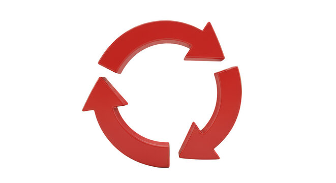 Circular red arrows against a black background