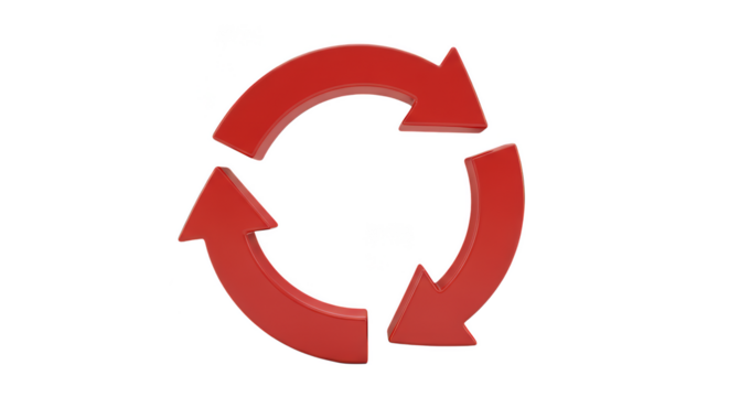 Circular red arrows against a black background - Powered by Adobe