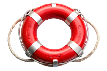 Red Lifebuoy Illustration, isolated on transparent background