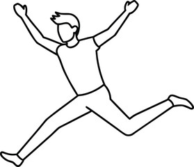 Black vector silhouette of a man jumping in the air, a dancer in action
