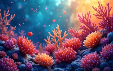 Obraz premium Vibrant Colorful Coral Reef Texture Background. High quality