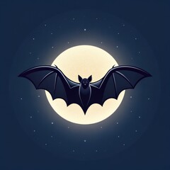 Silhouette of a bat flying in front of a large full moon at night